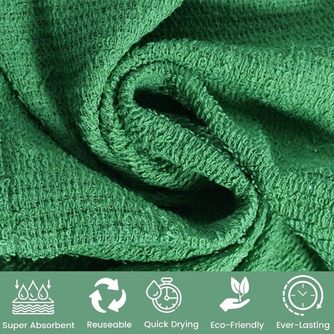 Terry Bar Mop Towels Green Value Pack of 60, Size 14"x17" Absorbent and Durable - Image 2