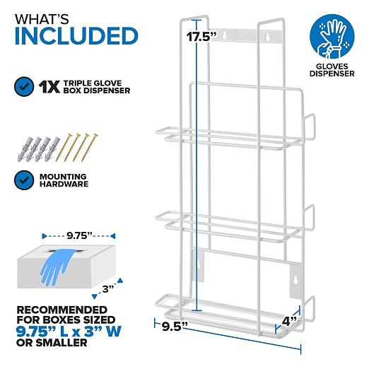 Stock Your Home (White Metal Triple Gloves Dispenser, Tissue Box Shelf - Image 2
