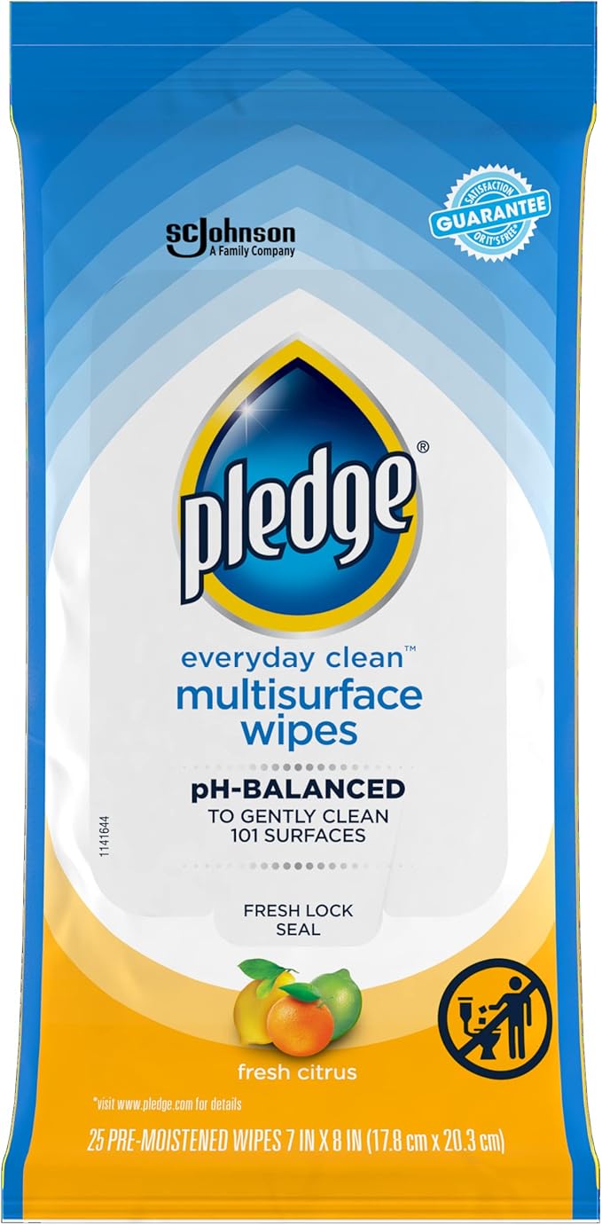 Pledge Multisurface Cleaning Wipes, pH Balanced, Fresh Citrus by Pledge