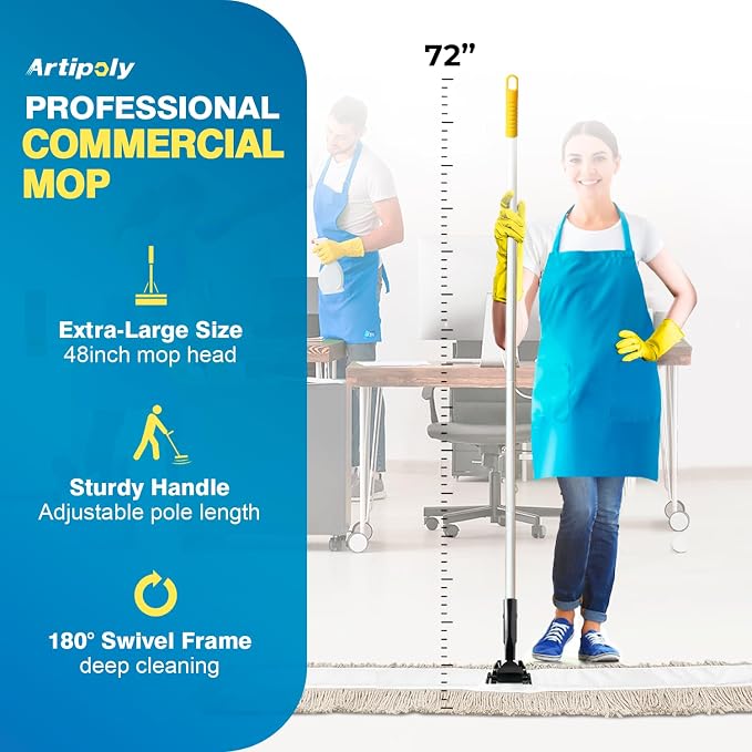 Commercial Dust Mop & Floor Sweeper，48" Industrial Dry Mop - Image 2