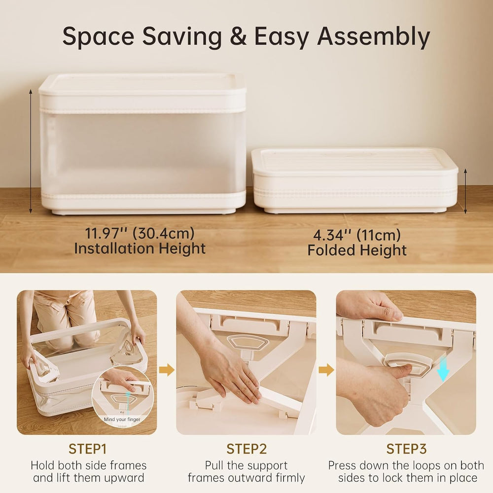 HAIXIN Collapsible Storage Bin with Lid 8.4 Gal, Clear Storage Totes 3 Pack