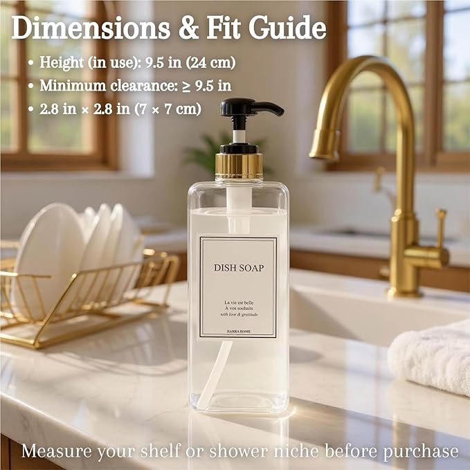 Modern Gold Design Large 27 oz Shampoo and Conditioner Dispensers - Image 2