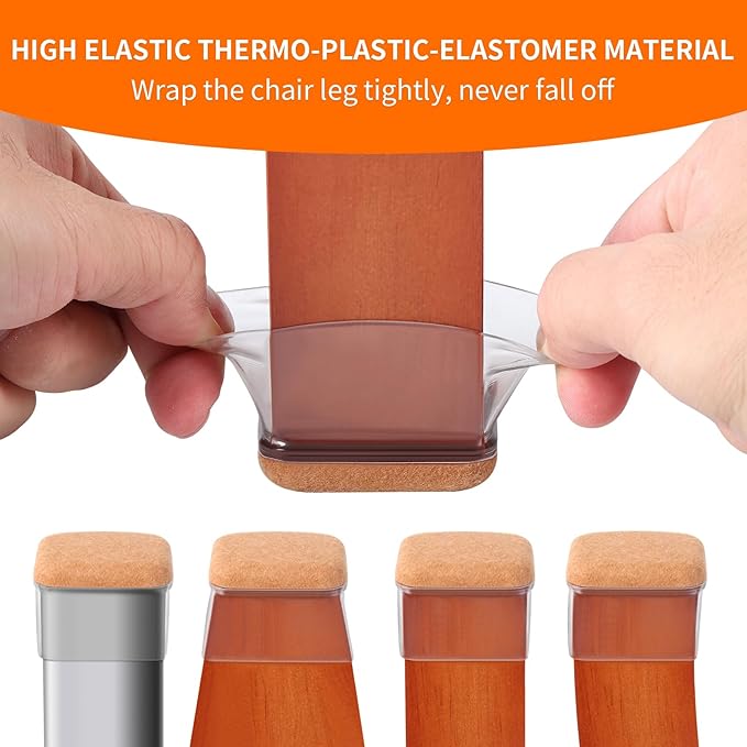 Ezprotekt 16 Pcs Rectangle Clear Silicone Chair Leg Floor Protectors - Image 2