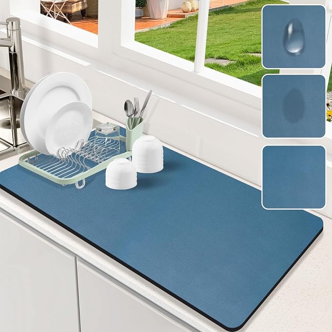 Dish Drying Mat for Kitchen Counter, Hide Stain Anti Absorbent for Kitchen by Etomiel