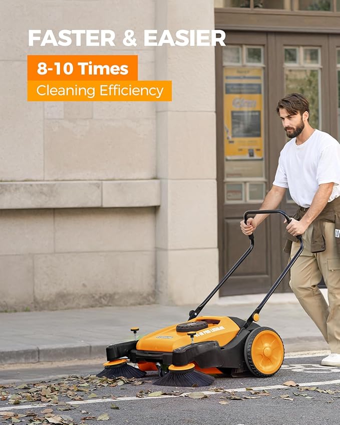 41" Industrial Walk-Behind Hand Push Floor Sweeper | Commercial 55L Large - Image 5