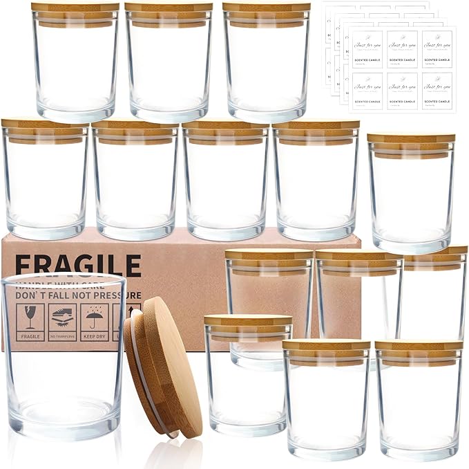 CONNOO 15 Pack 7 OZ Clear Candle Jars by CONNOO