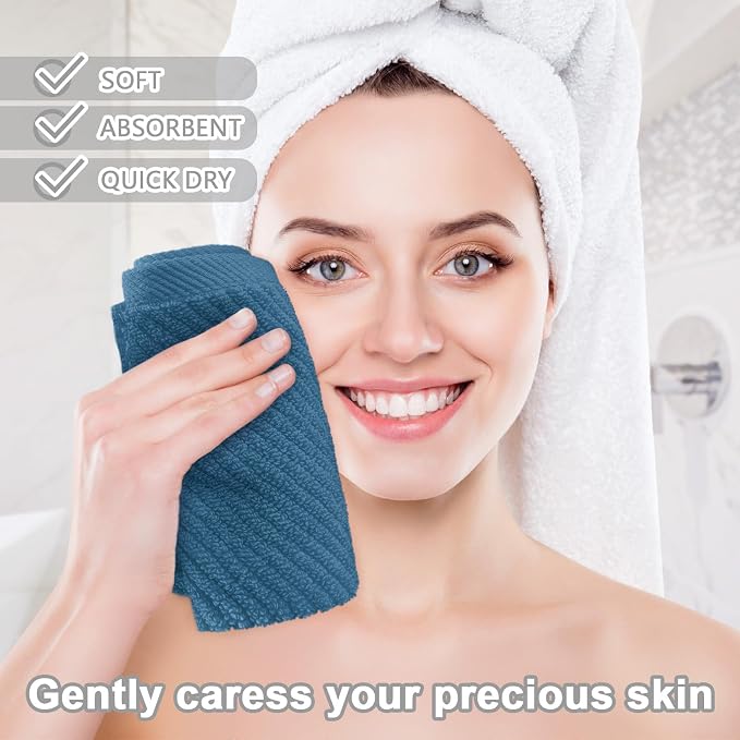 Blue Washcloths 6 Pack, Wash Cloths - Image 4