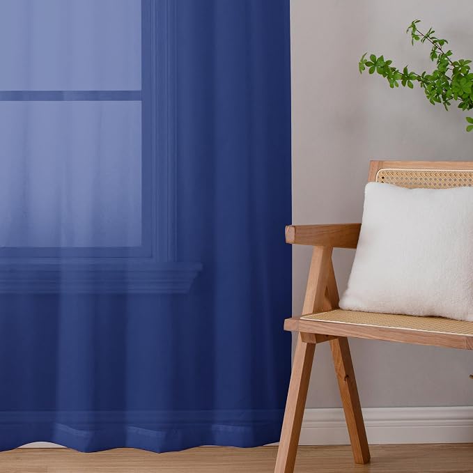 Chyhomenyc Royal Blue Sheer Curtains 78 Inches Long 2 Panels Set - Image 4