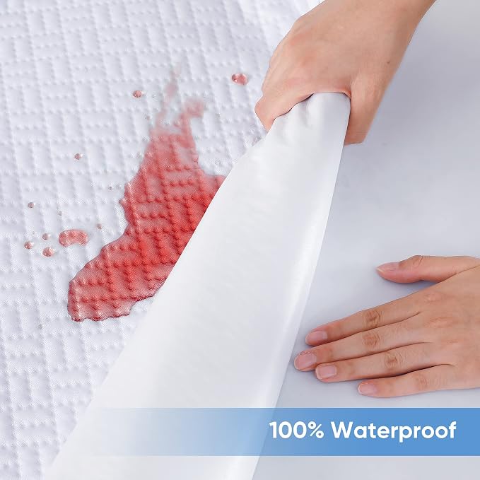 Hanherry 100% Waterproof Mattress Protector California King Size, Mattress Pad - Image 3