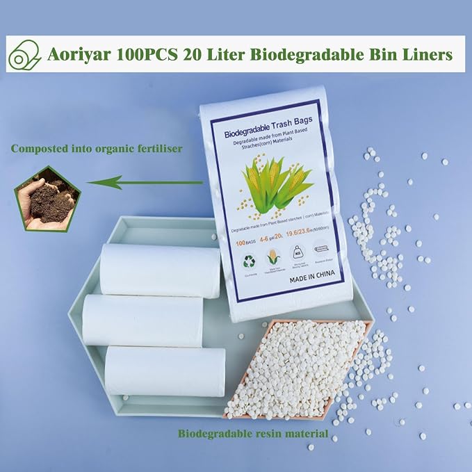 100 Count 4 Gallon Small Biodegradable Trash Bags 20L Leakage-Free Waste Basket - Image 4
