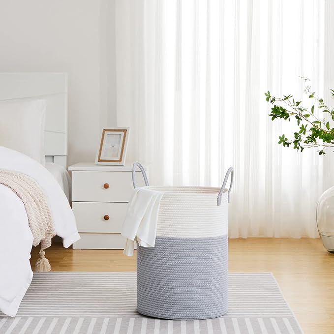 VIPOSCO Large Laundry Hamper, Tall Woven Rope Storage Basket - Image 4
