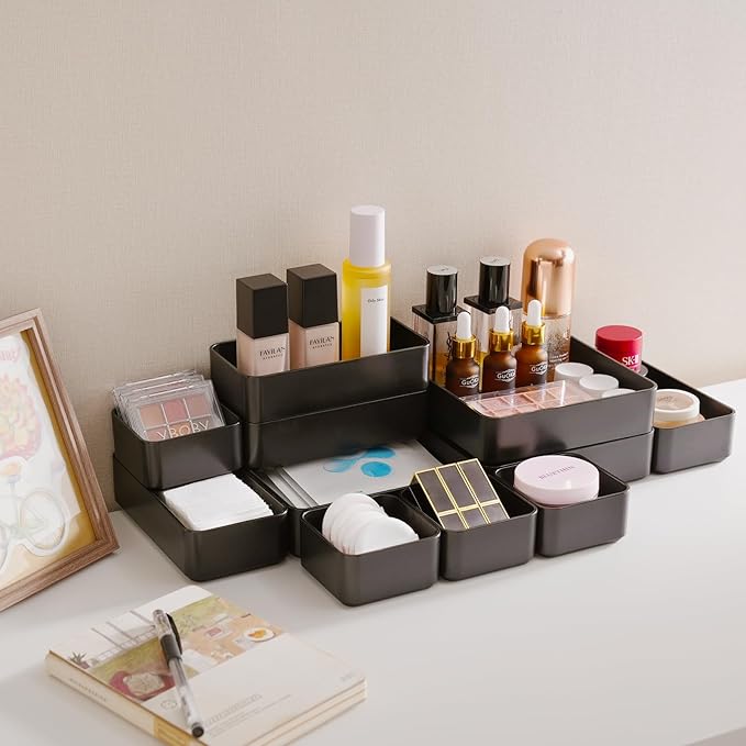 11-Piece Stackable Drawer Organizer Set, Stationery, Utensils in Bathroom - Image 5
