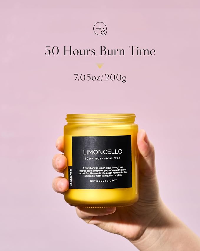 M&SENSE Limocello Summer Scented Candle, 7.05oz 50 Hours Long Lasting Burn Non - Image 3