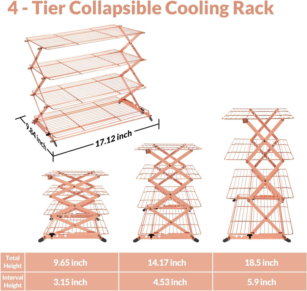 Geesta 2/3/4-Tier Collapsible Cooling Rack with Adjustable 3 Setting Design S...