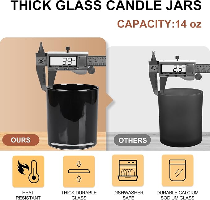 Thick Candle Jars for Making Candles 12 Pcs, 14 OZ Empty Jars - Image 3