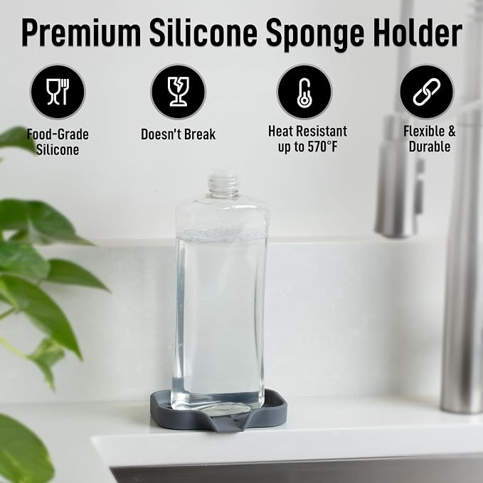 Zulay Kitchen Small Silicone Sponge Holder – Space-Saving Sink Organizer Tray - Image 2