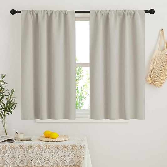 RYB HOME Blackout Short Cafe Curtains, Privacy Light Block Small Window Curtains by RYBHOME