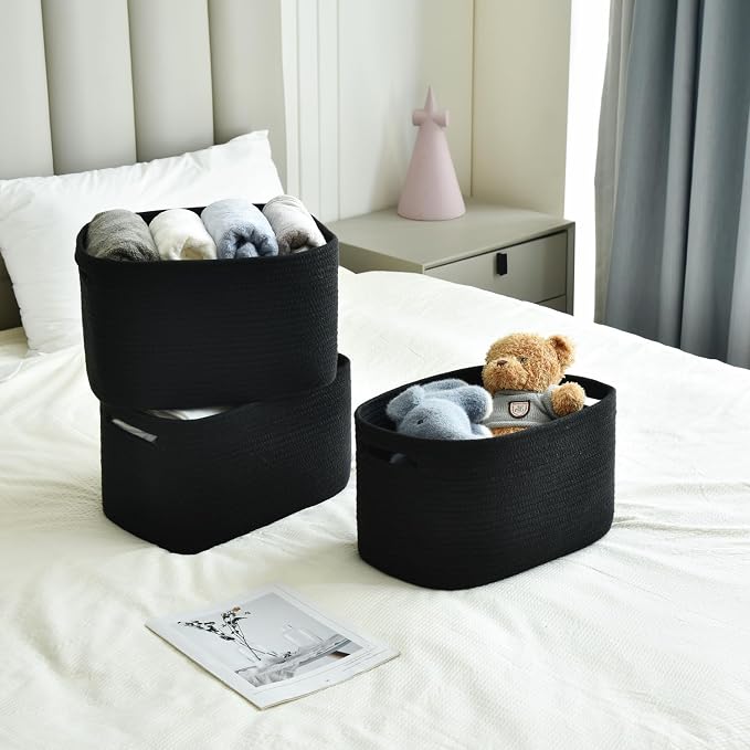 Storage Basket, Woven Baskets for Storage, Cotton Rope Baskets for Organizing - Image 3
