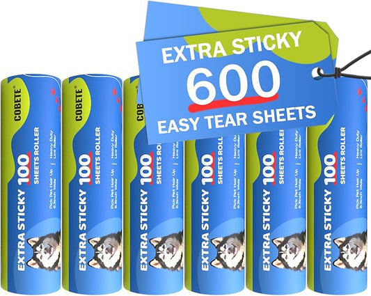 COBETE 6 Rollers Total 600 Sheets Extra Sticky Lint Roller Refills, by COBETE