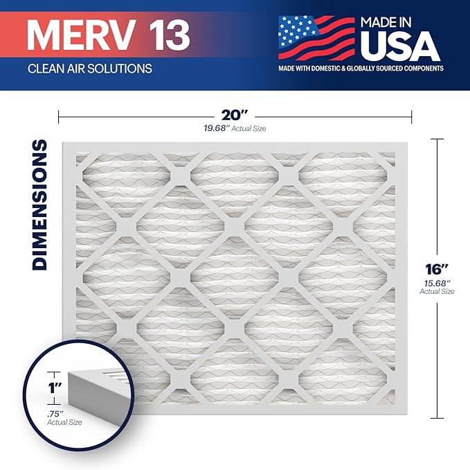 BNX TruFilter 16x20x1 MERV 13 AC Furnace Air Filter - Image 2