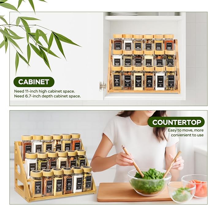 3 Tier Bamboo Spice Rack Organizer - Image 5