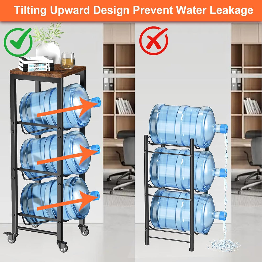5 Gallon Water Bottle Jug Holder 3-Tier Water Bottle Holder Organizer with Lo...