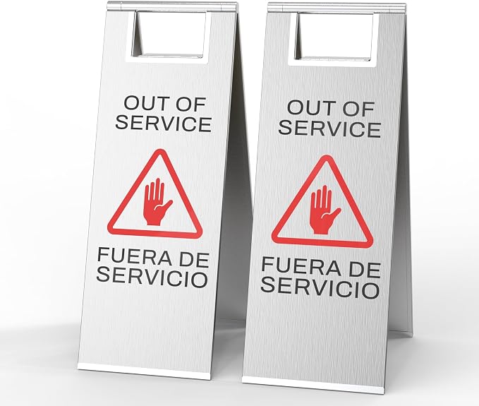Stainless Steel Out of Service Sign Portable Foldable Sign 2-Pack by CrazyAnt