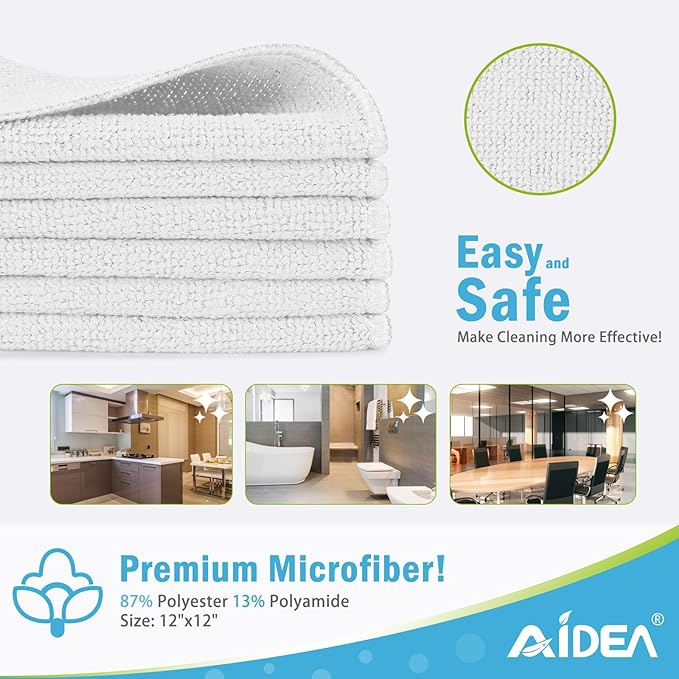 AIDEA Microfiber Cleaning Cloth 100PK, Soft Microfiber Towels - Image 2