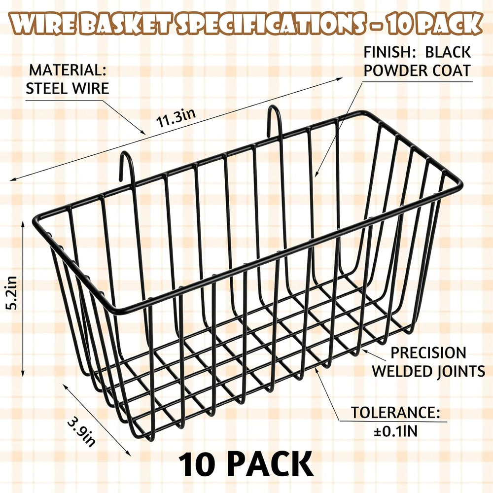 10 PCS Wire Baskets Wall Grid Panel Hanging Wire Basket Hanging Wall Baskets ...