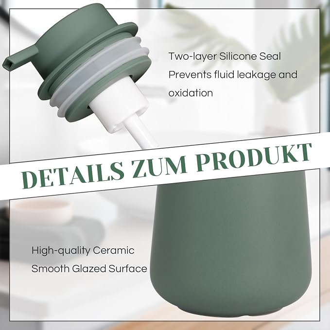INGOFIN Ceramic Foaming Soap Dispenser - 12oz Foam Hand Soap Dispenser Bathroom - Image 5