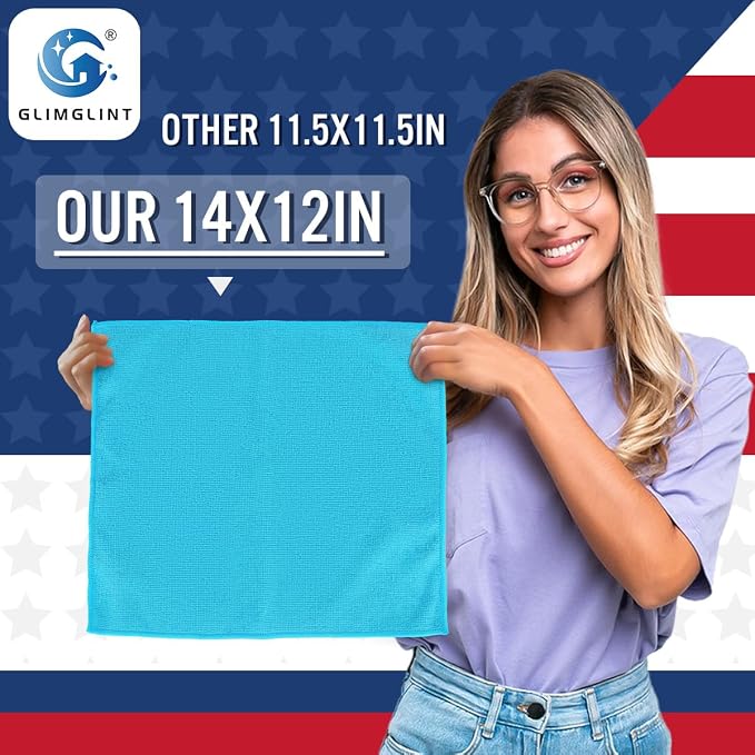 GLIMGLINT Microfiber Cleaning Cloth, 150 Pack Cleaning Rags, Cleaning Towels - Image 2