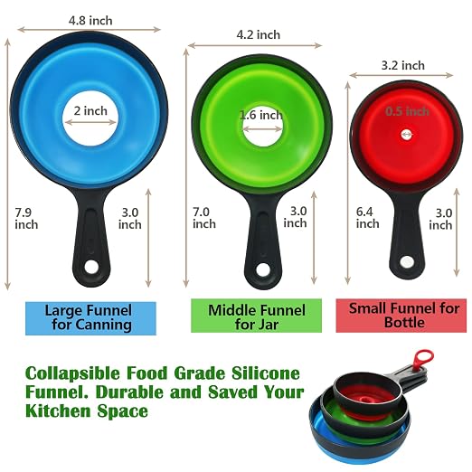 KongNai Canning Funnel for Wide and Regular Jars，Wide Mouth Funnels Sets of 3 - Image 3