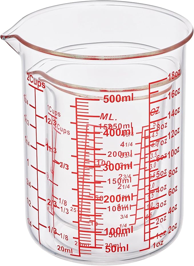 3 Piece Glass Measuring Cup Set, Includes 1/2-Cup, and 2-Cup High Borosilicate - Image 3