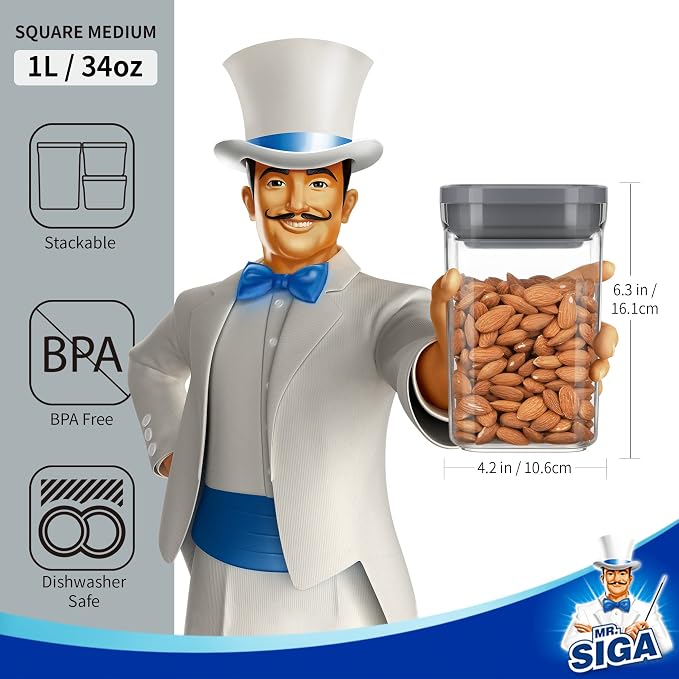 MR.SIGA 4 Pack Airtight Food Storage Container Set, BPA Free Kitchen Pantry - Image 2