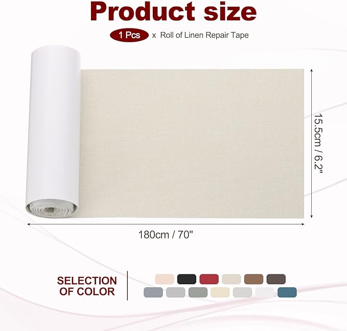 PATIKIL 70x6.2 Inch Linen Repair Tape, Repair Fabric Patch Self Adhesive Couch - Image 2