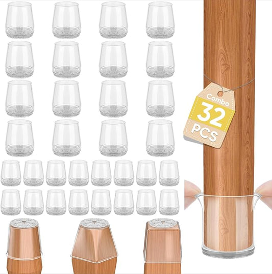 BALEINE 32 Pack Silicone Chair Leg Floor Protectors, Stool Leg Protectors Cap by BALEINE