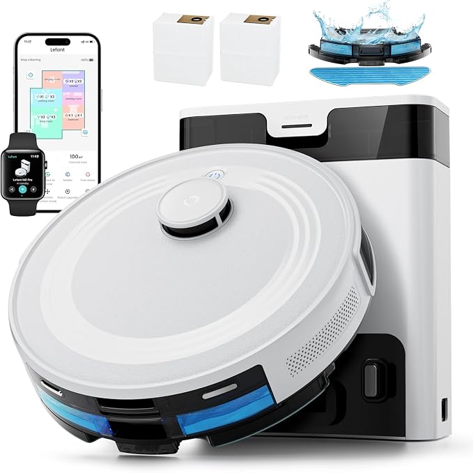 Lefant LiDAR Robot Vacuum and Mop, 45-Day Self-Emptying, 190° PSD Obstacle by Lefant
