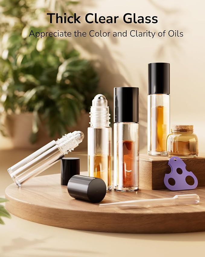 ULG 24-Pack Essential Oil Roller Bottles 10ml, Empty Bottles - Image 3