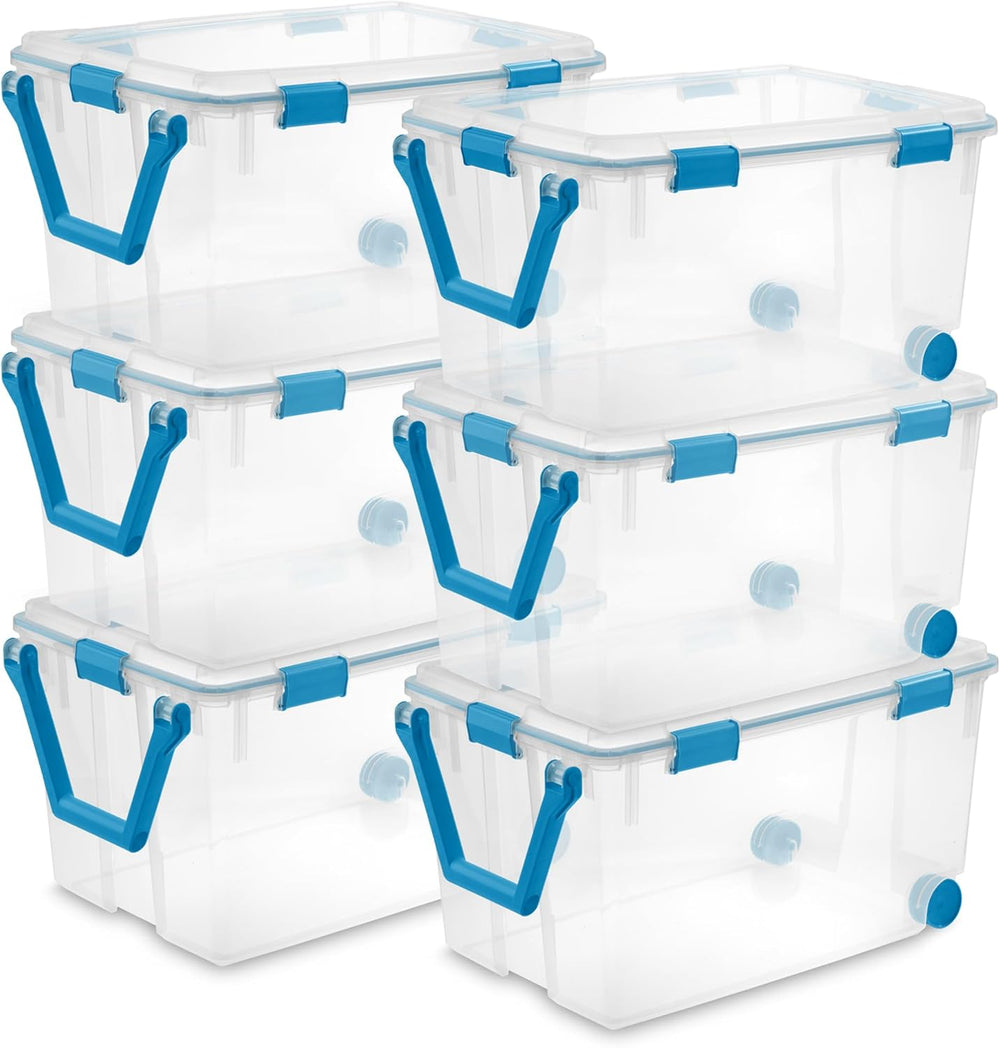Sterilite Gasket Storage Box with Lids for Home & Office, 120 Quart, 6-Pack
