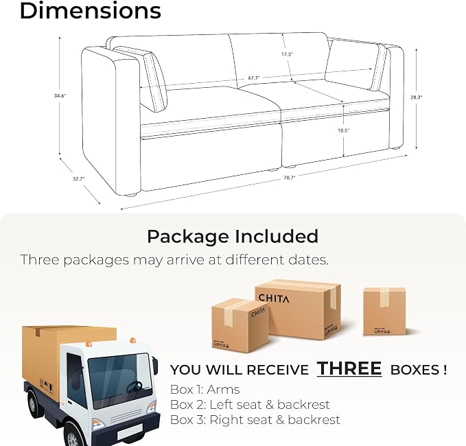 CHITA Small Modular Sectional Fabric Sofa Set, Extra Comfty Loveseat Cloud Couch - Image 2