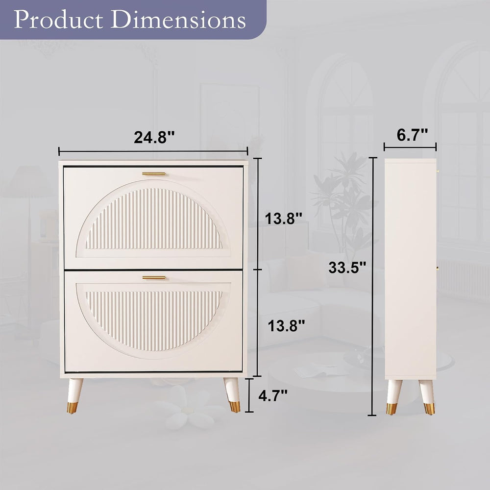 Shoe Cabinet Storage for Entryway: 24" White Shoe Storage Cabinet
