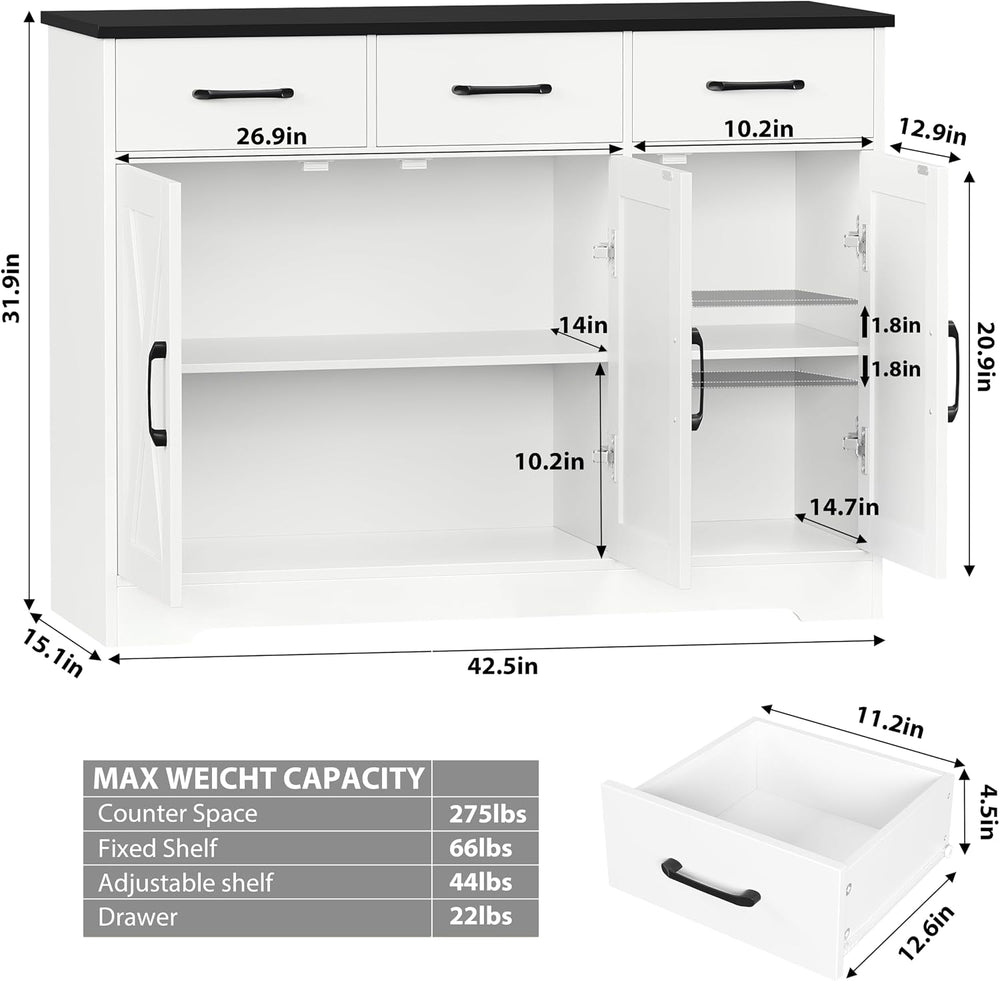 HOSTACK Kitchen Buffet Cabinet with Storage, Sideboard Coffee Bar