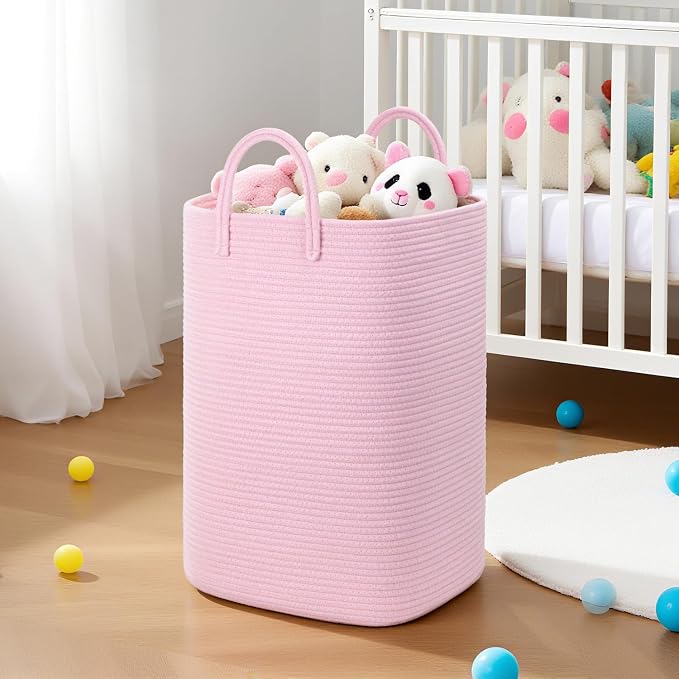 Laundry Basket, Woven Cotton Rope Laundry Hamper, 60L Versatile Storage - Image 6