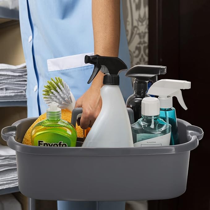TOPZEA 2 Pack Cleaning Supplies Caddy, Large Plastic Cleaning Supply Organizer - Image 5