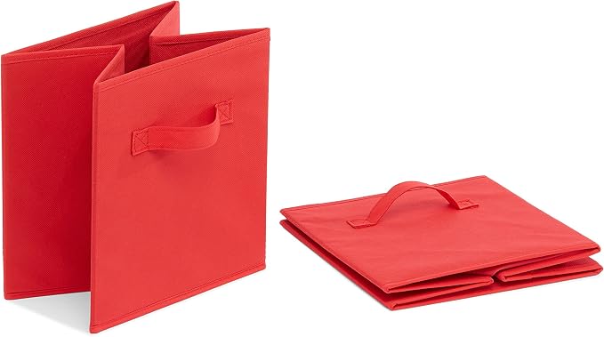 Amazon Basics Cube Organizer Storage Bins Handles, Collapsible Fabric, - Image 4