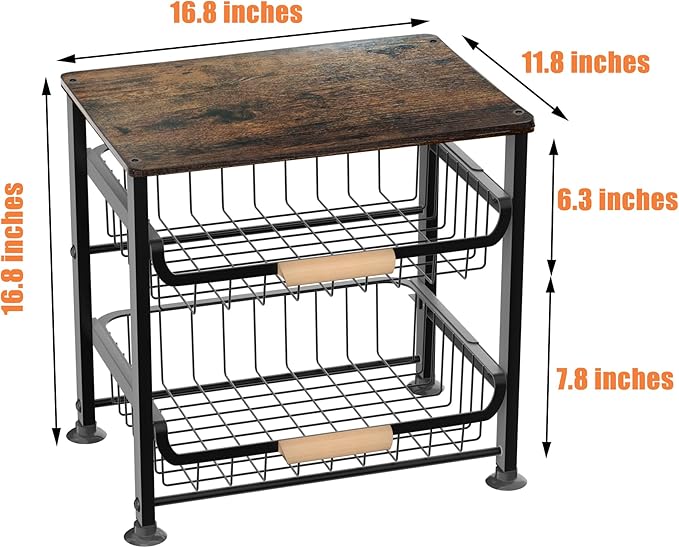 3-layer Kitchen Fruit Storage Basket Snack Rack, Countertop & Desktop Pul...