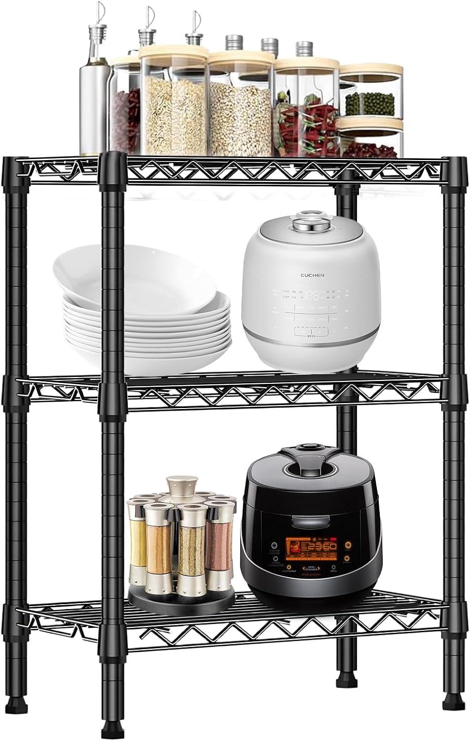 Heavy Duty Stainless Steel Kitchen Storage Rack, Adjustable Shelf Organizer w...