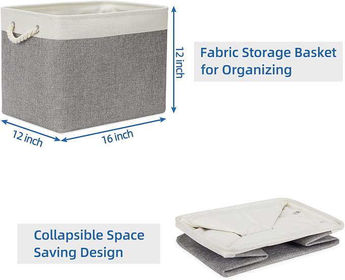 Temary Baskets for Organizing, 2 Pack Storage Baskets Large Fabric Baskets - Image 7