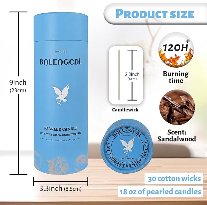 Sandalwood Scented Black Pearled Candle 18oz Luxury Sand Candle Granulated Wax - Image 2
