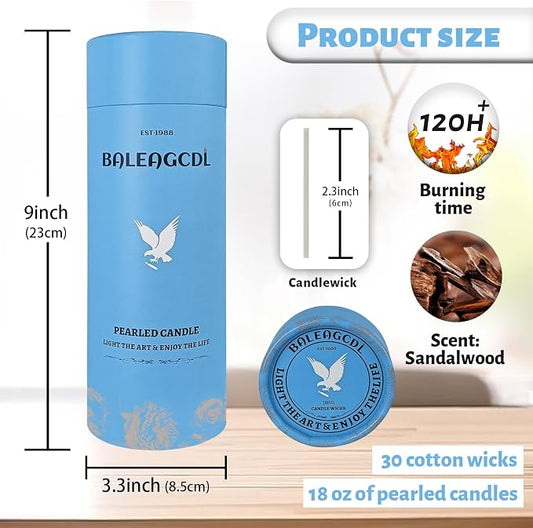 Sandalwood Scented Black Pearled Candle 18oz Luxury Sand Candle Granulated Wax - Image 2